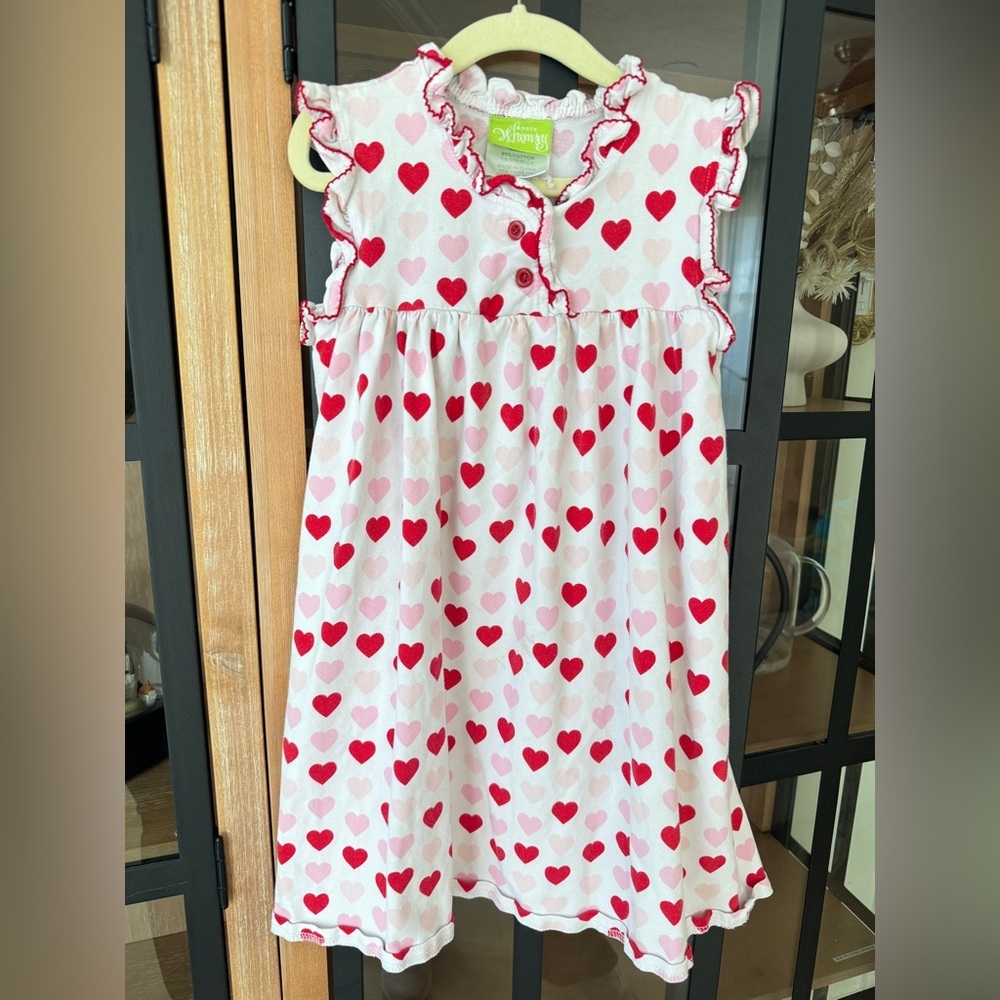 Classic Whimsy hearts dress ruffle nightgown valentines day short sleeve toddler